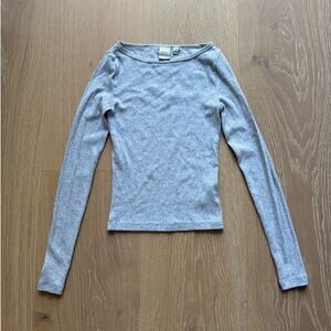 Aritzia Long sleeve Top Boat Neck Ribbed Size XXS Gray
